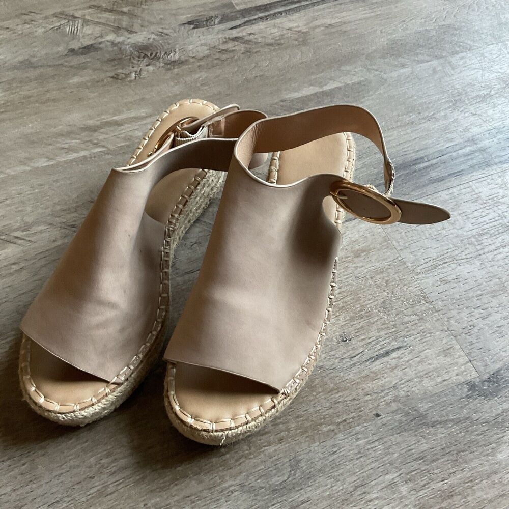 Catherine Malandrino Sz 8 Cirkly Shoes Peep Toe Tan Wedge Rope